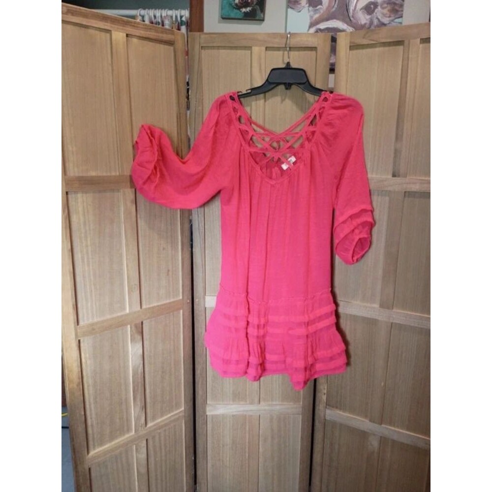 Umgee size medium coral bright pink tunic top